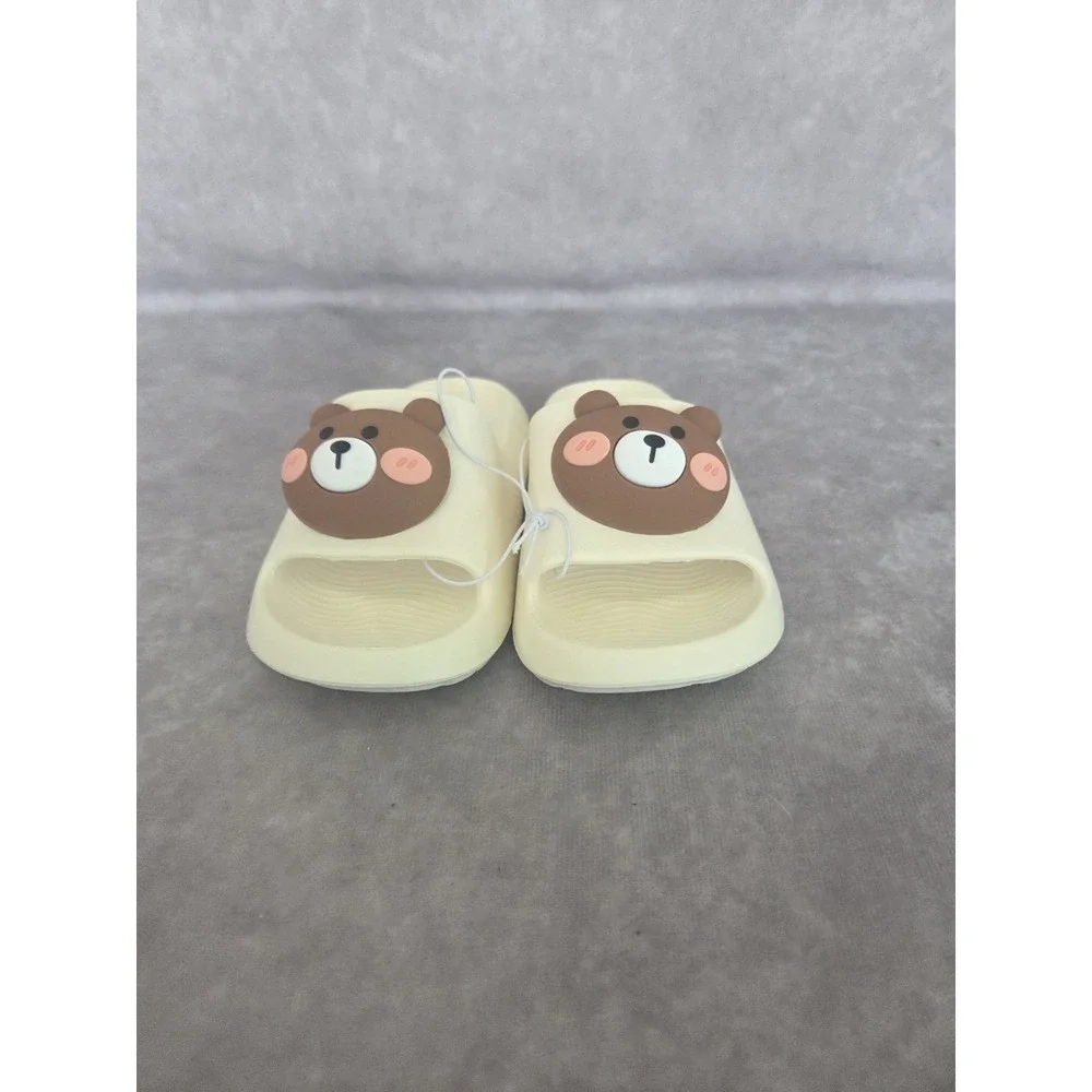Unisex Toddler Slides Size 10 Off White Teddy Bear
